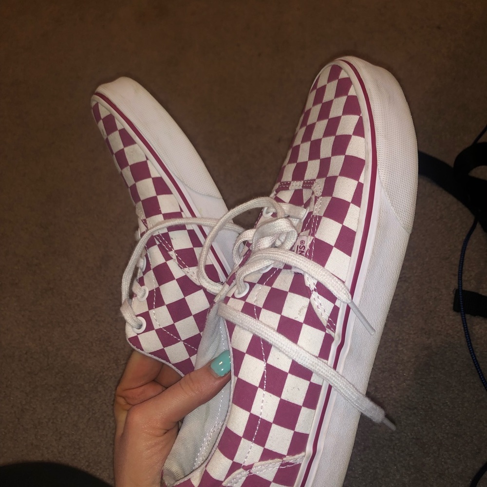 burgundy checkered vans